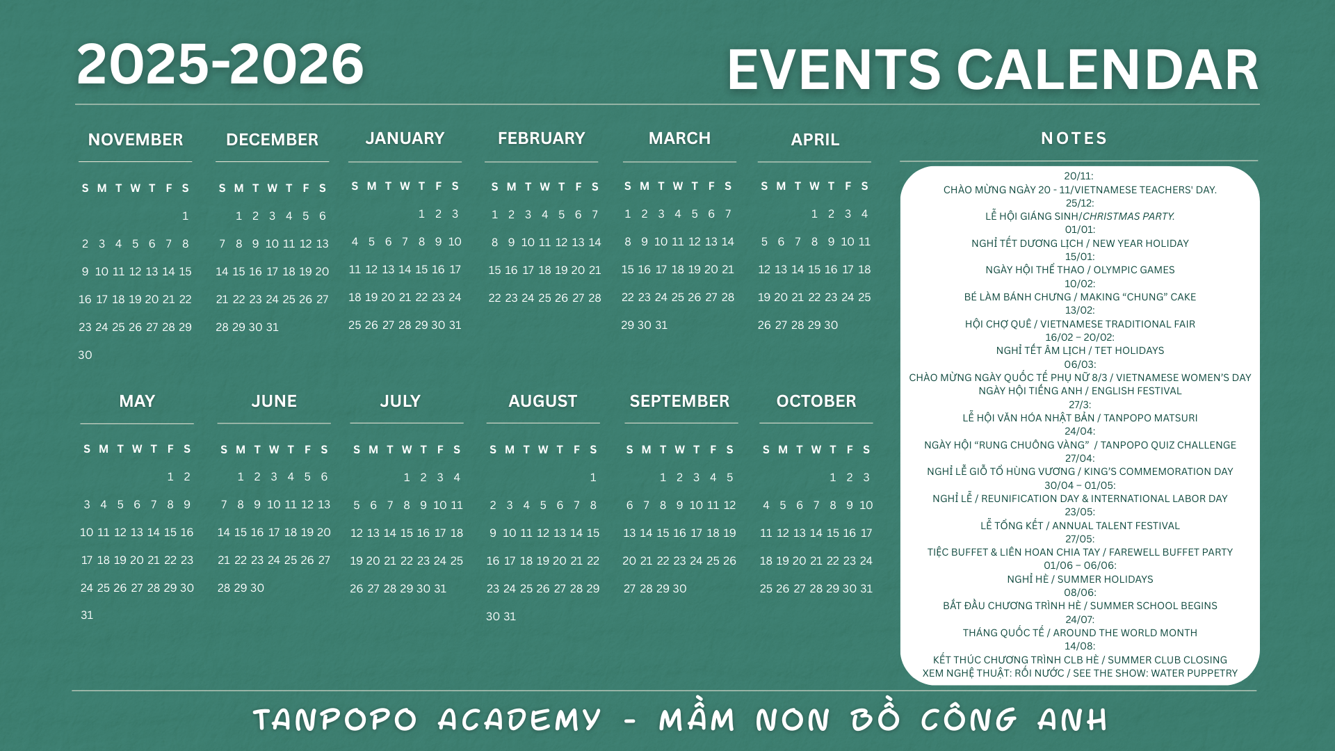 blue simple 2026 calendar